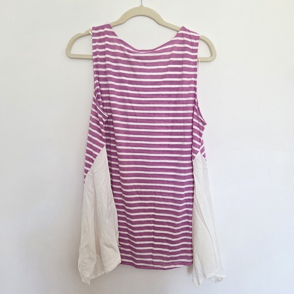 Umgee Nwt Tank On The Bias Pink Stripe Womens Size Large Sheer Sides - Picture 3 of 5